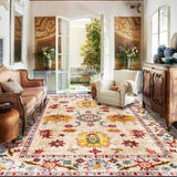 Retro Polished White American Country Flower Area Rug