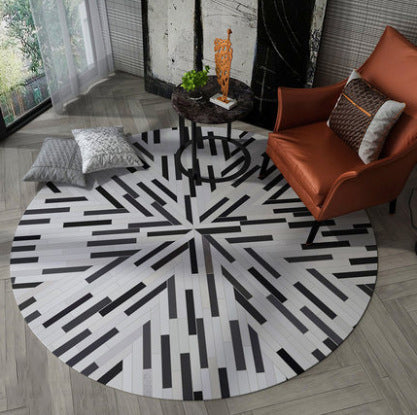 3D Round Modern Tripped Pattern Area Rug