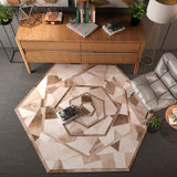 3D Round Modern Tripped Pattern Area Rug
