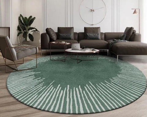 Nordic Green Round Marble Area Rug