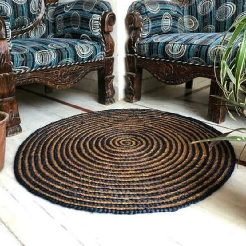 Natural Jute Braided Style Modern Area Rug