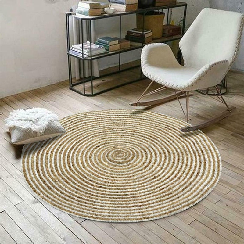 Natural Jute Braided Style Modern Area Rug