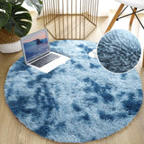 Round Fluffy Thick Soft Tie Dyeing Velvet Area Rug