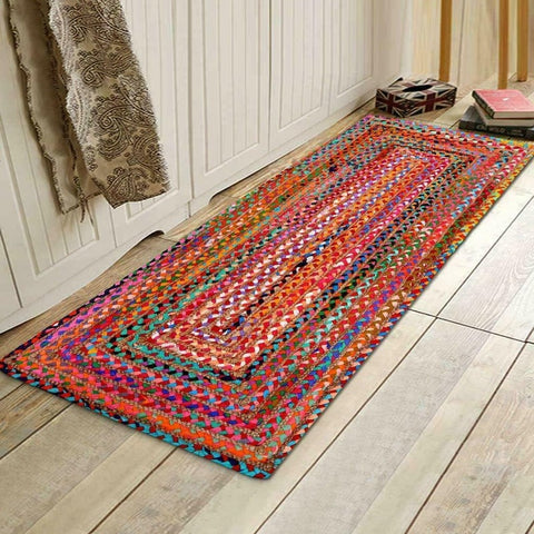 Natural Jute and Cotton Hand Braided Style Outdoor Classic Jute Rugs