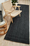 Natural Jute Woven Black Double-sided Rug