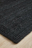 Natural Jute Woven Black Double-sided Rug