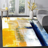 Fashionable Vintage Art Oil Painting Blue White Yellow Area Rug