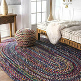 Hand-woven Style 100% Natural Cotton Oval Rug