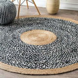 Natural Jute and Cotton Braided Style Round Rug