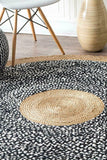 Natural Jute and Cotton Braided Style Round Rug