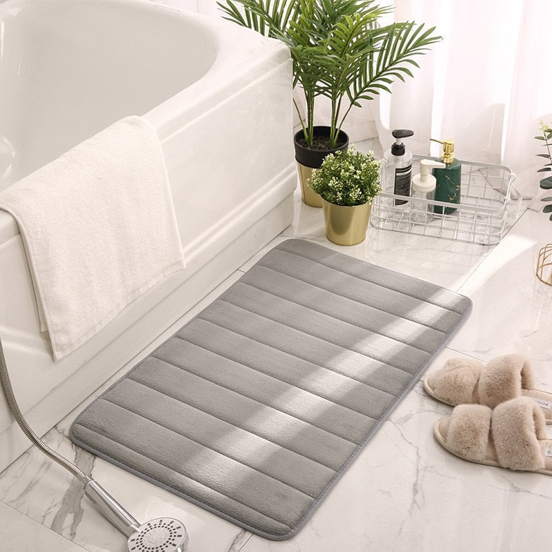 Soft Memory Foam Rectangular Bath Mats Non-slip Water Absorbing Rug – Homes  Rugs