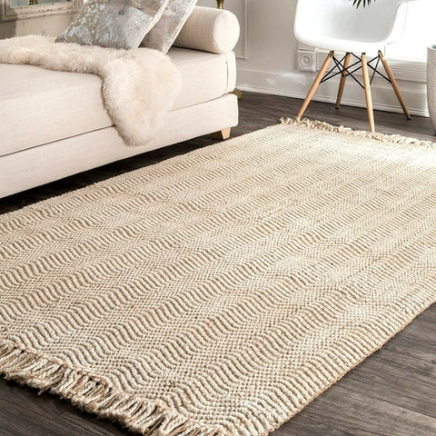 Natural jute and cotton Wavy pattern Area Rug