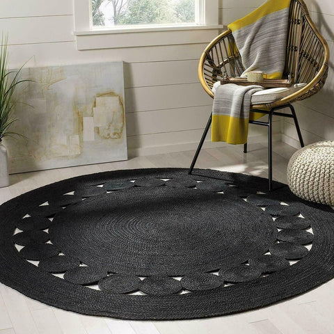 Natural Round Rustic Living Area Rugs