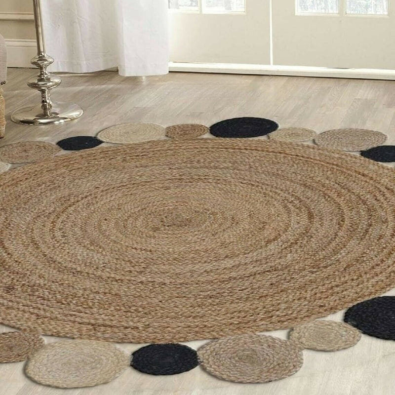 Natural Jute Braided Style Reversible Carpet Area Rug