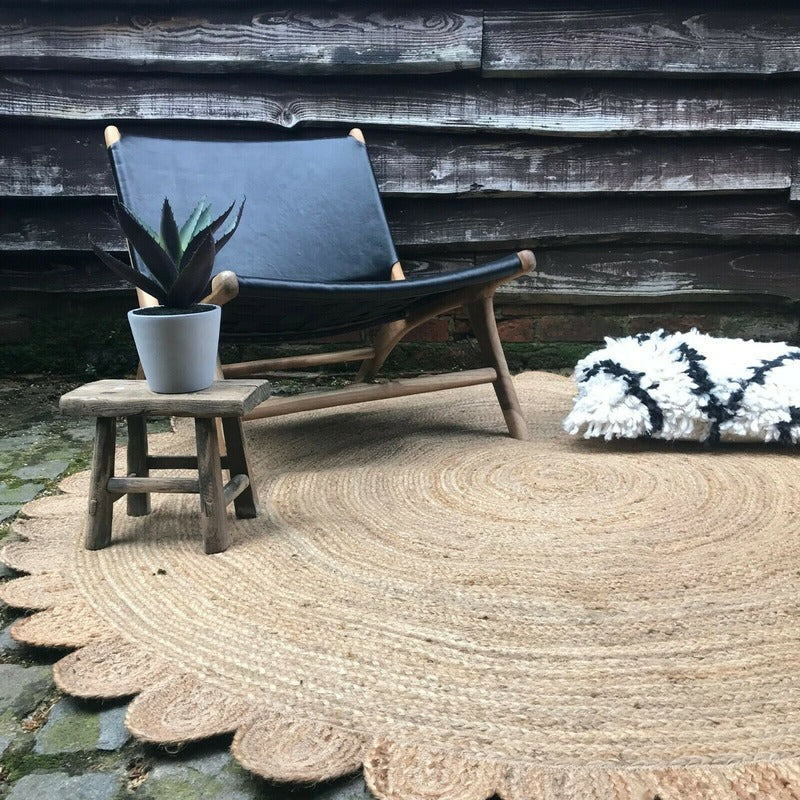 100% Natural Jute Reversible Braided Style Round Area Rug