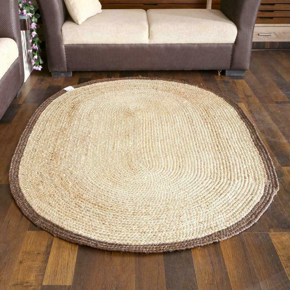 Natural Jute Braided Style Area Carpet Rug