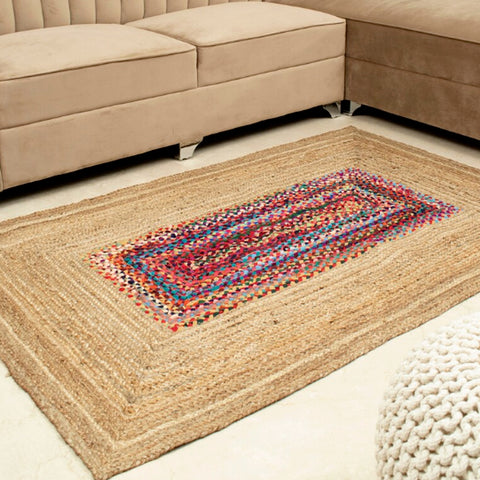 Cotton and Jute Reversible Handmade Carpet Rug