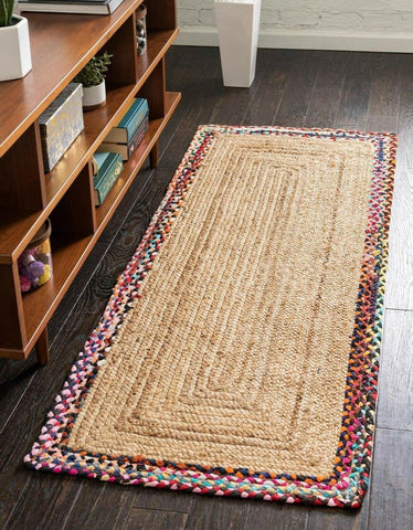 Natural Jute and Cotton Handmade Reversible Carpet Area Rug