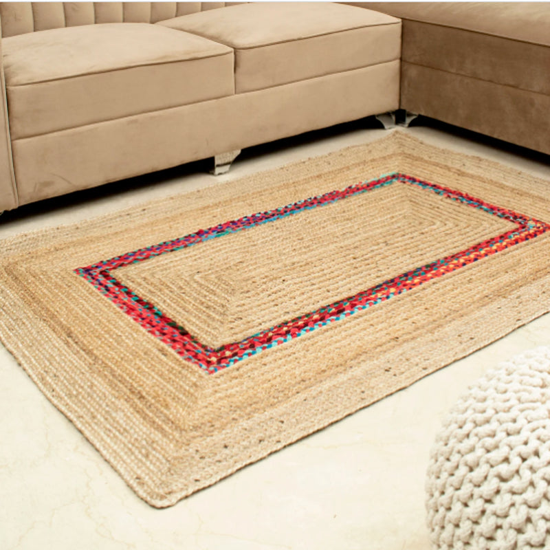 Jute Cotton Reversible Runner Handmade Carpet Area Rug
