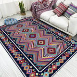 Multicolor Color Checkered Wave Bohemian Carpet